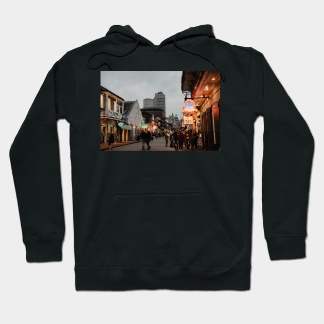 Bourbon Street in New Orleans Hoodie by LindsayVaughn